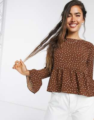 ASOS DESIGN long sleeve smock top in 