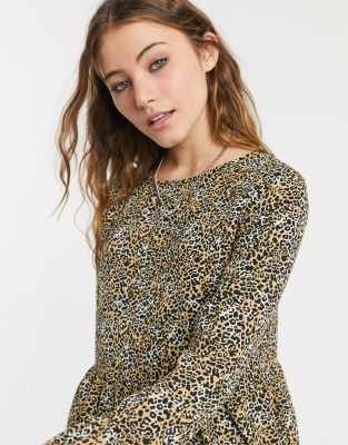leopard smock top
