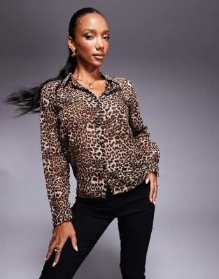 ASOS DESIGN long sleeve soft shirt in animal print-Multi