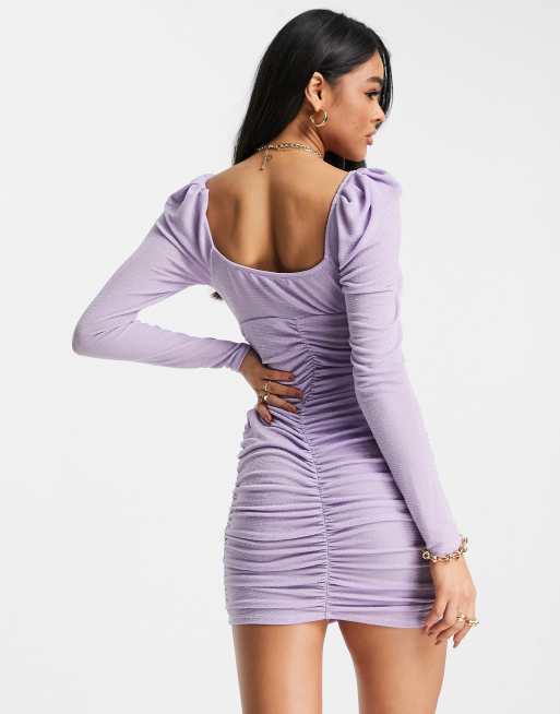 Ruched shop purple dress