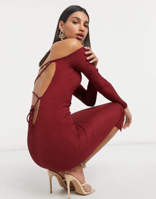 wine bodycon midi dress