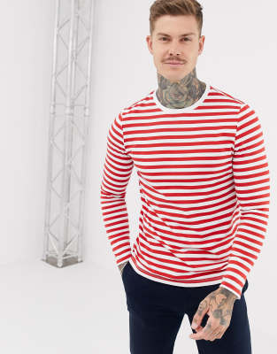 asos red and white striped top