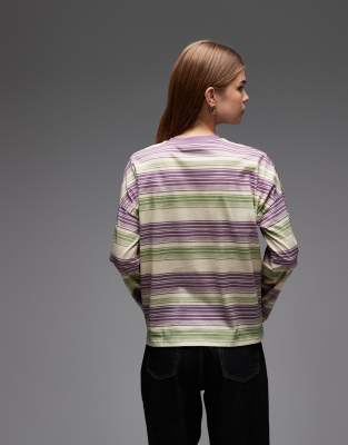 Asos Design Long Sleeve Striped Ringer Tee In Multi
