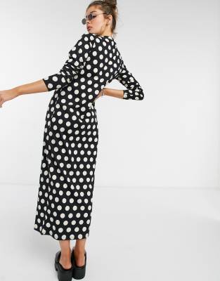 asos black and white spotty dress