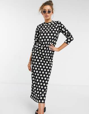 asos black and white spotty dress