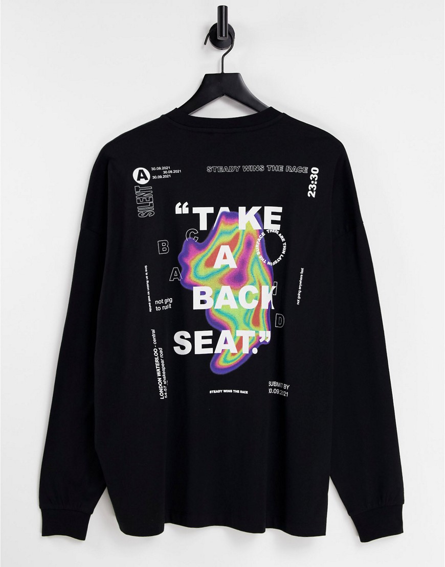 ASOS DESIGN long sleeve t-shirt in black with back text print