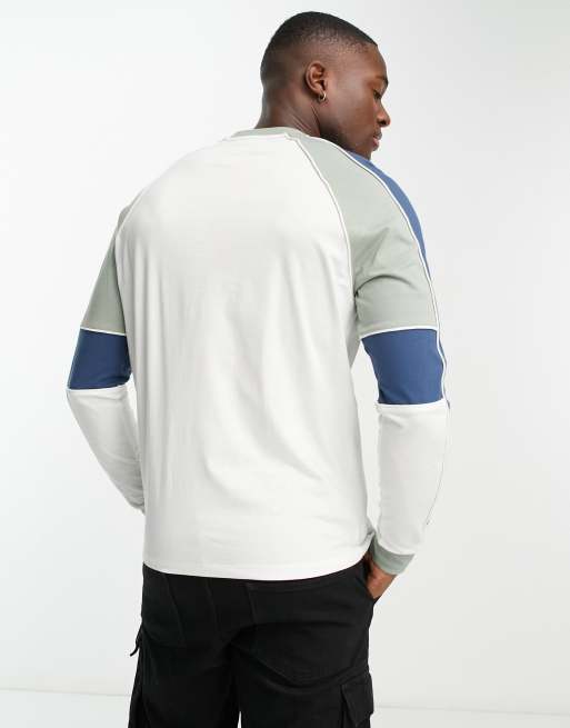 ASOS DESIGN long sleeve t-shirt in gray with color block sleeves