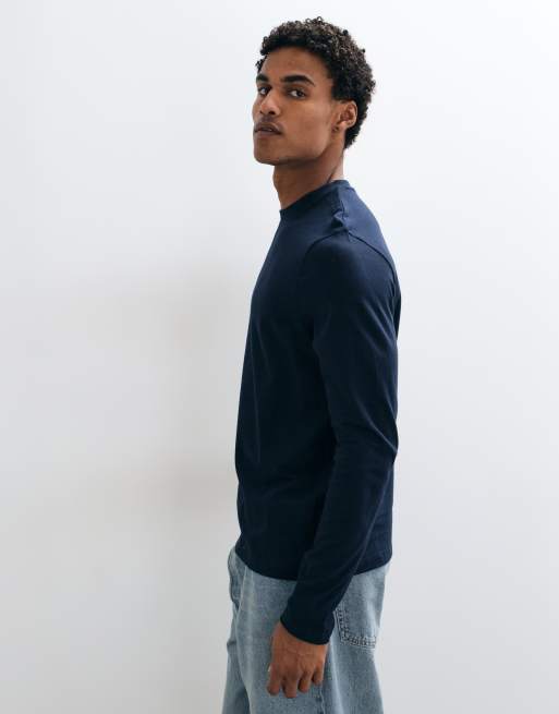 ASOS DESIGN long sleeve t-shirt in navy , 3 of 10