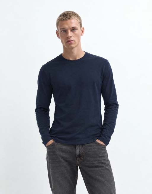 ASOS DESIGN long sleeve t-shirt in navy , 6 of 10