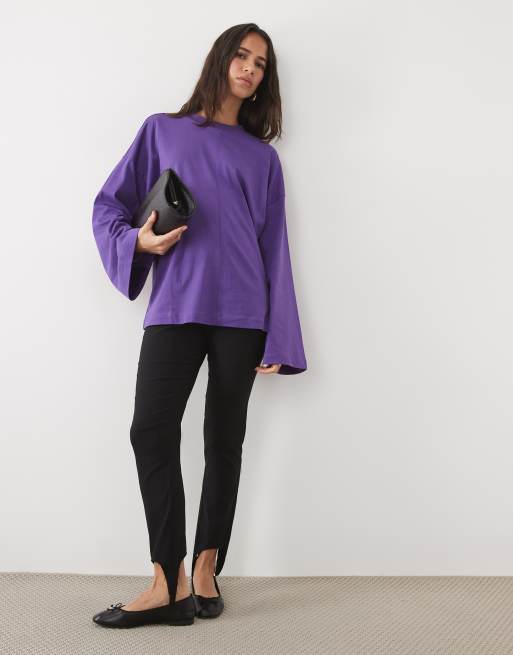 ASOS DESIGN long sleeve t-shirt in purple, 3 of 4