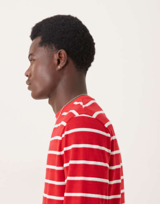 ASOS DESIGN long sleeve t-shirt in red and white stripe , 4 of 5