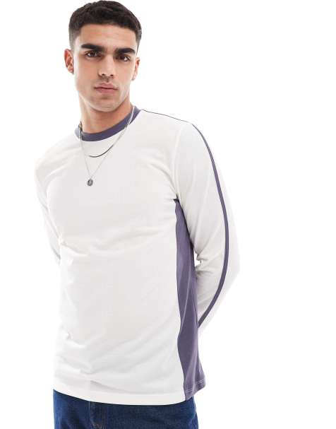 ASOS DESIGN long sleeve t-shirt in sporty mesh with cut and sew panels - view 1