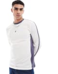 [ASOS DESIGN] ASOS DESIGN long sleeve t-shirt in sporty mesh with cut and sew panels-White XS Ecru