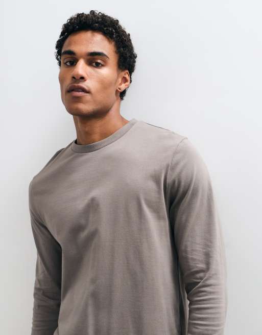 ASOS DESIGN long sleeve t-shirt in stone, 3 of 9