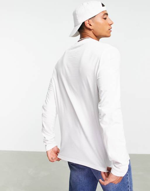 ASOS DESIGN long sleeve T-shirt in white cotton with Los Angeles city print - WHITE