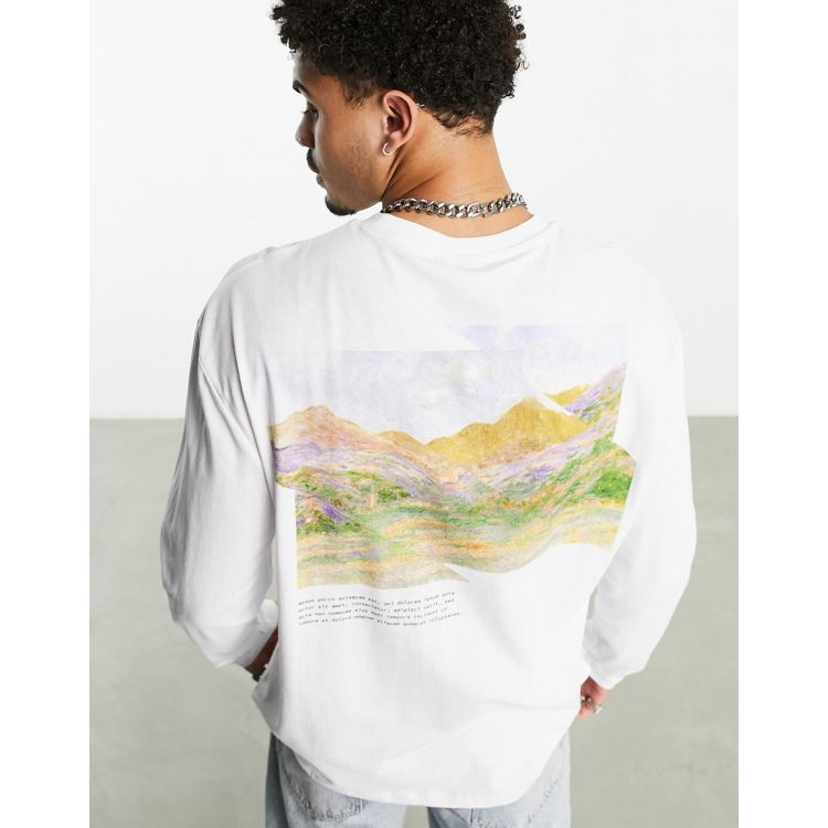 ASOS DESIGN long sleeve t-shirt in white with painting back print