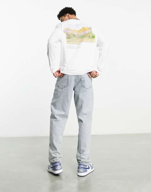 ASOS DESIGN long sleeve t-shirt in white with painting back print