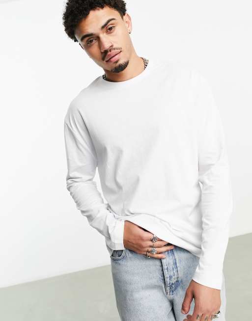 ASOS DESIGN long sleeve t-shirt in white with painting back print