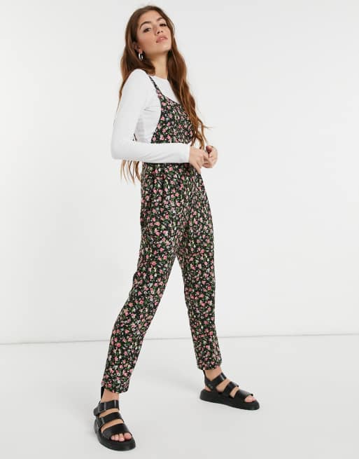 ASOS DESIGN long sleeve t-shirt overalls set in floral print