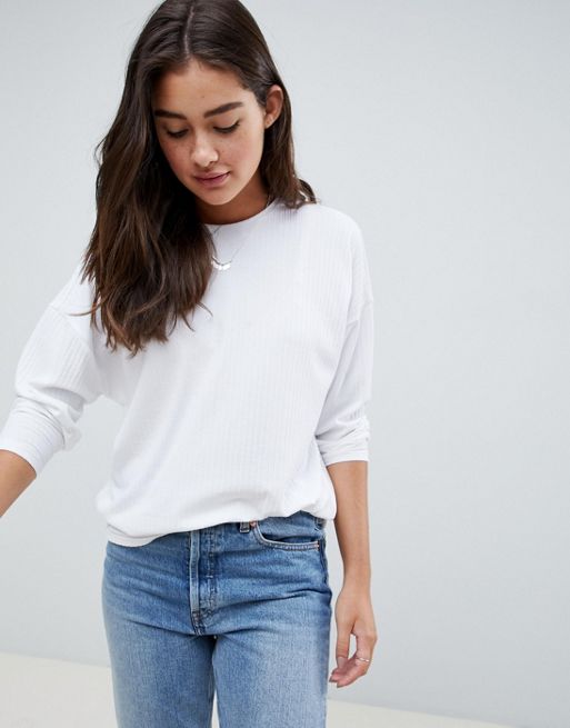 ASOS DESIGN long sleeve t-shirt with batwing in white | ASOS