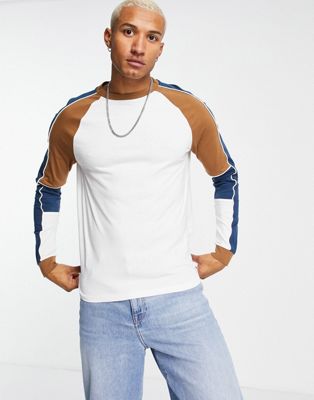 ASOS DESIGN long sleeve t-shirt with colour block sleeves