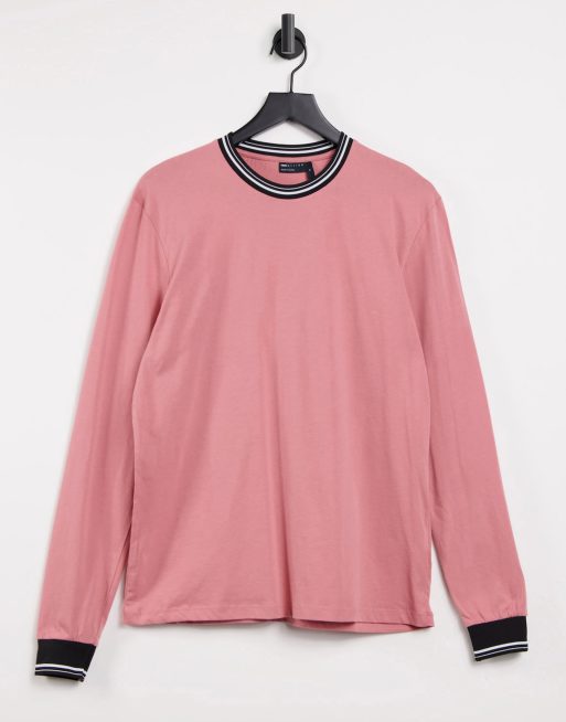 ASOS DESIGN fitted t-shirt with contrast trim in pink