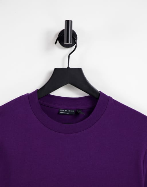 ASOS DESIGN long sleeve t-shirt with crew neck in dark purple - PURPLE, 3 of 4
