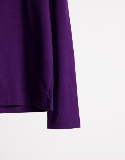 ASOS DESIGN long sleeve t-shirt with crew neck in dark purple - PURPLE, 4 of 4