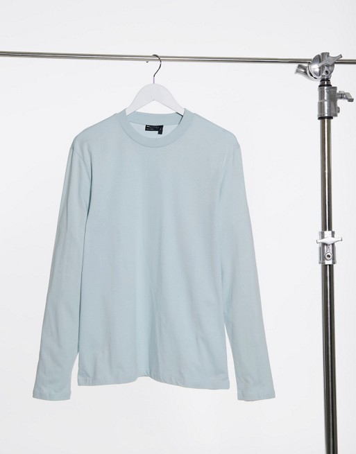 ASOS DESIGN long sleeve t-shirt with crew neck in light blue