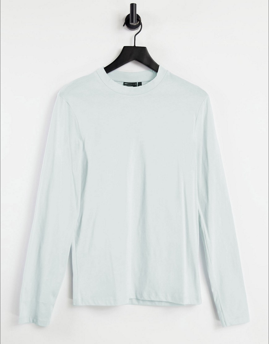 ASOS DESIGN long sleeve t-shirt with crew neck in light blue-Blues