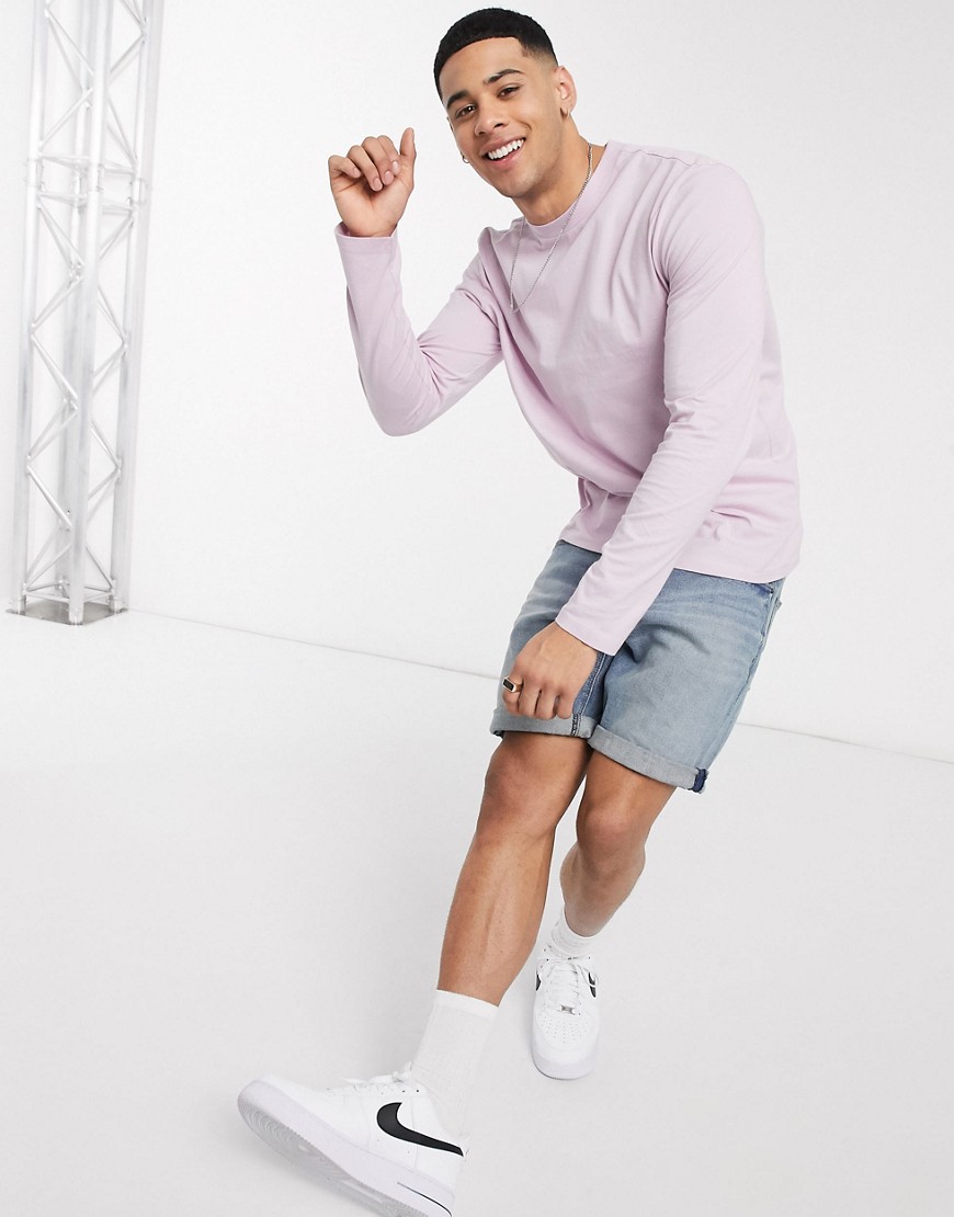 ASOS DESIGN long sleeve t-shirt with crew neck in lilac-Purple