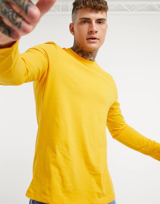 ASOS DESIGN long sleeve t-shirt with crew neck in mustard