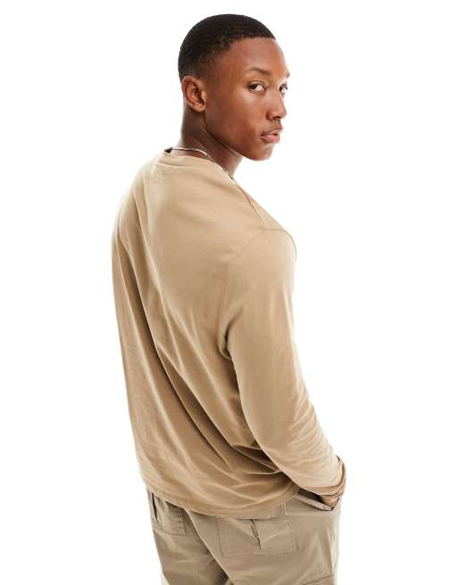 Tan crew neck t shirt store