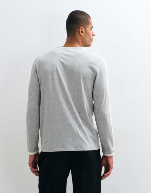 ASOS DESIGN long sleeve t-shirt with cut and sew detail in grey marl, 4 of 5