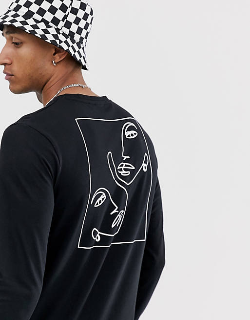 ASOS DESIGN long sleeve t-shirt with face sketch print