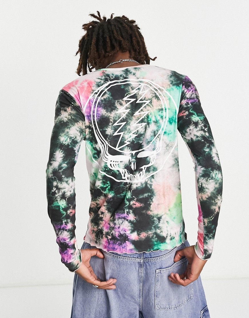 ASOS DESIGN long sleeve T-shirt with Grateful Dead prints in multi color