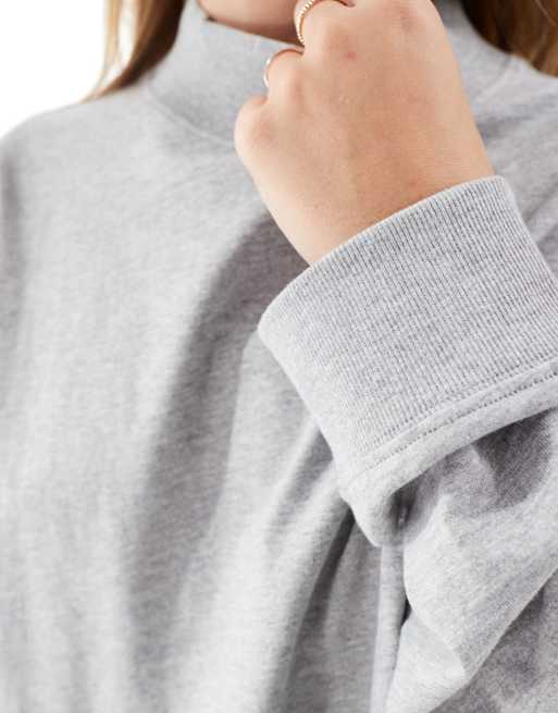 ASOS DESIGN long sleeve t-shirt with high neck in grey marl, 3 of 4