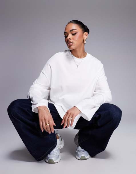 ASOS DESIGN long sleeve t-shirt with knot back detail in white - view 1