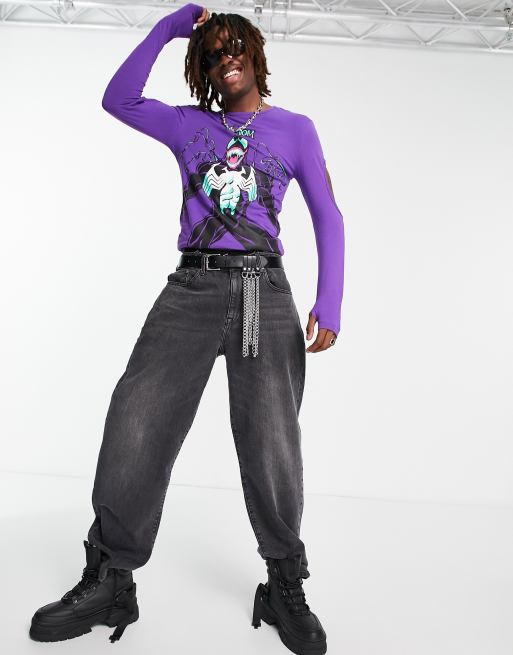ASOS DESIGN long sleeve t-shirt with Marvel Venom print in