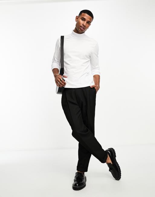 ASOS DESIGN long sleeve t-shirt with roll neck in white