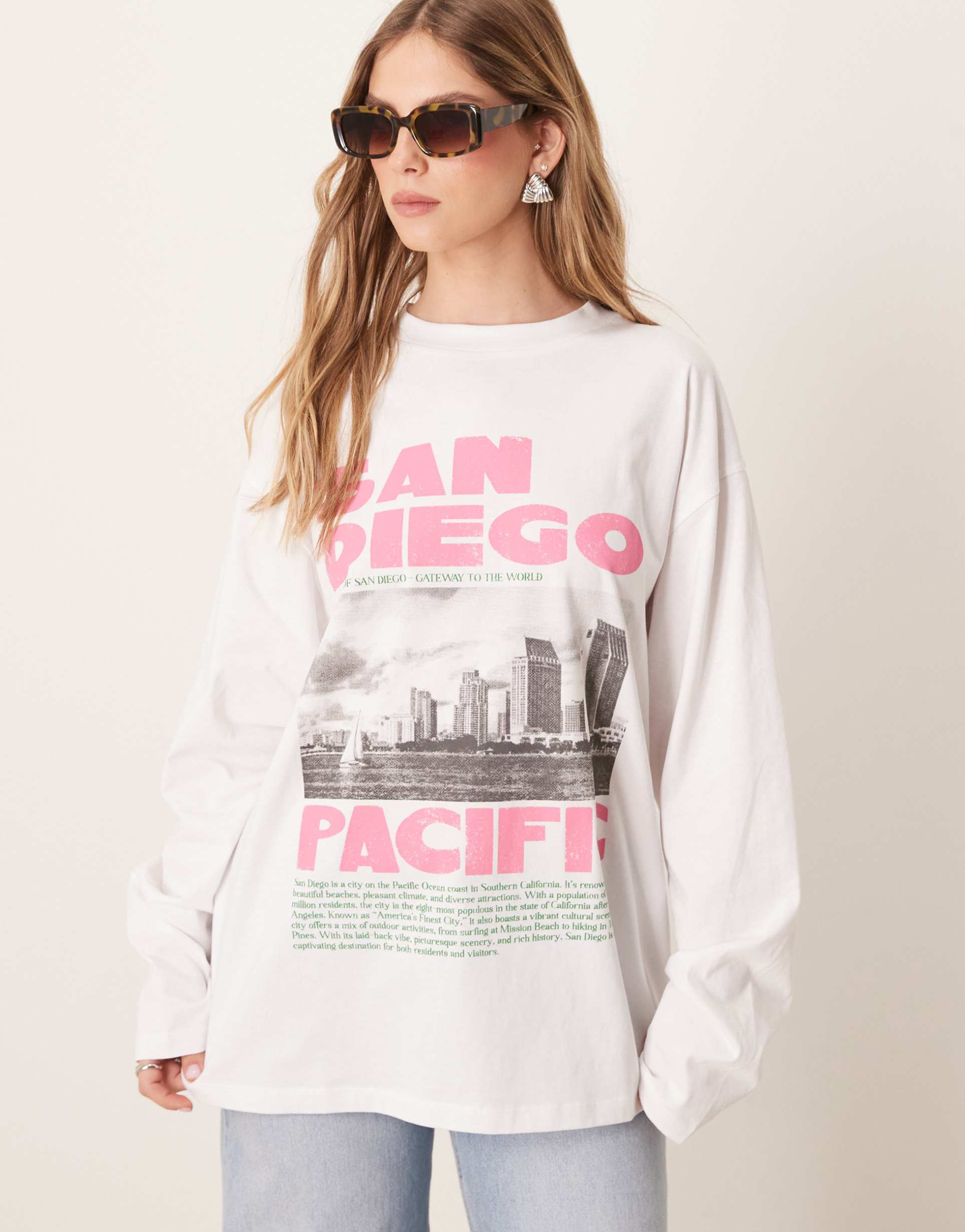 asos design long sleeve t-shirt with san diego graphic