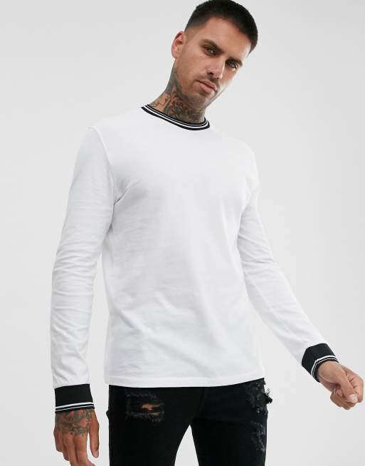 ASOS DESIGN t-shirt with contrast tipping in white, ASOS