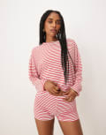 [ASOS DESIGN] ASOS DESIGN long sleeve tee in red and white stripe (part of a set)-Multi M MULTI