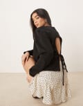 [ASOS DESIGN] ASOS DESIGN long sleeve tee with tie back top in black S BLACK