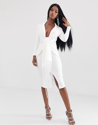 asos white tassel dress