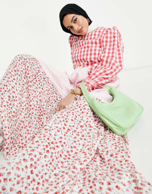 seersucker check midi dress