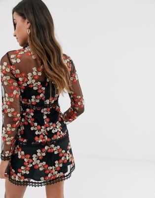 asos floral mesh dress