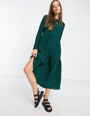 asos green animal print dress