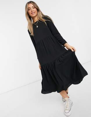 black midi dress long sleeve