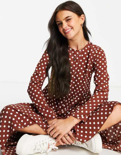 Asos brown polka store dot dress